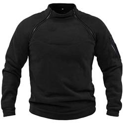 Sweatshirt Jacke Herren Ohne Kapuze Crew Neck Sweatshirt mit Reißverschluss Schwarz Slim Fit Langarm Pullover Günstig Winter Pulli für Männer Outdoor Sports von Wahuan