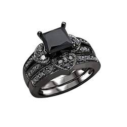 Wahuan Liebesschmuckring Luxushohle Damenringe kreative Diamantringe Dip Ringe (Black, 10) von Wahuan