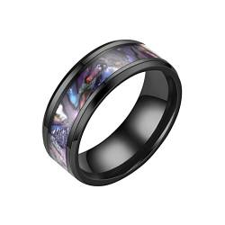 Wahuan MM Edelstahl Regenbogen Farbe Sandgestrahlte Ringe Ehering Ringe Für Frauen Ringe Für Männer Mattierte Ringe Geometrie Ringe Größe 6 bis 13 Ringer Trikot Herren (Multicolor, 7) von Wahuan