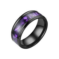 Wahuan MM Edelstahl Regenbogen Farbe Sandgestrahlte Ringe Ehering Ringe Für Frauen Ringe Für Männer Mattierte Ringe Geometrie Ringe Größe 6 bis 13 Ringer Trikot Herren (Purple, 12) von Wahuan