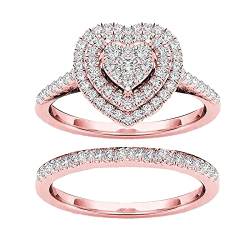 Wahuan Mode Love Diamond Diamant geschnitzten Ring Hohling-Voller-Ringe Draht Für Ringe (G, One Size) von Wahuan