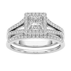 Wahuan Ringe Zirkon Intarsien Vergoldeter Schmuck Paar Ring Klassische Ringe Zwei Finger Ringe (Silver, 8) von Wahuan