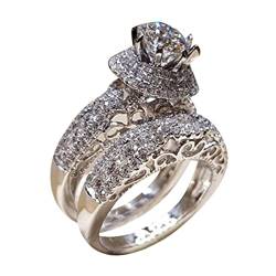 Wahuan Silber Intarsien Krappen Acht weibliche Carving Ring Runde Hohle Ringe Ringe Aufbewahrung Hochzeit (Silver, XL) von Wahuan