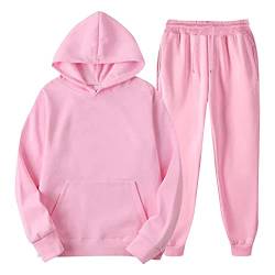 Wahuan Trainingsanzug Anzug Herren Jogginganzug für Männer Herren Sportanzug Sportanzug Fitness Jogger Herren Jogginganzug Unisex Jogging Anzug Set mit Hoodie und Hose (Pink, M) von Wahuan