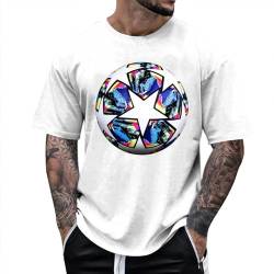 Champions League T-Shirt Herren Football Druck Gedenken Tshirt Rundhals Kurzarm Slim Fit Sport Gym Oversized Activewear Funktionsshirt (DE/NL/SE/PL, Alphanumerisch, L, Regular, Regular, White) von Waioywom