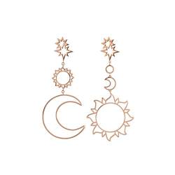 Wakerda Damen-Ohrringe, Ohrstecker für Frauen und Mädchen, ethnischer Stil, geometrische Ohrringe, Anhänger, Mond, Sonne, Schmuck, für Party, Shopping, Dating (Gold) von Wakerda