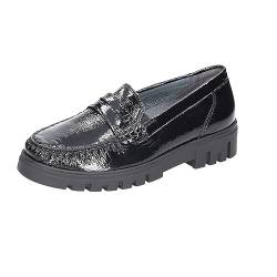 Waldläufer Damen Slipper Schuhe Serena Loafer Lackleder Freizeit Elegant Slip-Ons Uni, Schwarz Dunkel, 41 EU von Waldläufer