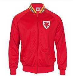 Wales FAW - Herren Trainingsjacke im Retro-Design - Offizielles Merchandise - Geschenk für Fußballfans - Rot - L von Wales