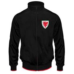 Wales FAW - Herren Trainingsjacke im Retro-Design - Offizielles Merchandise - Geschenk für Fußballfans - Schwarz - M von Wales