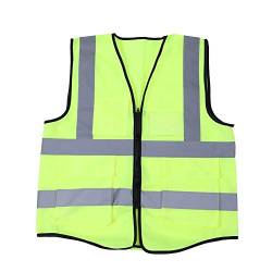 Mehrfarbige Reflektierende Sicherheitsweste mit Taschen und Reißverschluss Warnschutzweste Atmungsaktive Arbeitsweste Sicherheitsweste (Leuchtendes Grün) von Walfront