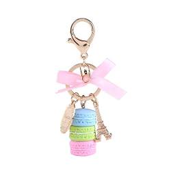 Schlüsselanhänger Paris Süße Macaroon Eiffelturm Schlüssel Ringe Schlüsselbund Tasche Anhänger Bunte Gold Metall Schlüsselring Keychain für Damen Mädchen(Blue) von Walfront