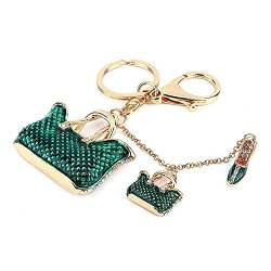 Walfront 3D-Tasche und Schuh-Sets Schlüsselbund, Strass Crystal Keyring Charm Anhänger Geldbörse Schlüsselanhänger Geschenk Grün von Walfront