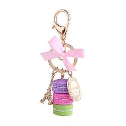 Walfront Bunte Nette Macaron Keychain Ring Eiffelturm Macaron Charme Schlüsselbund Tasche Geldbörse Dekoration für Kinder Geburtstagsgeschenk(Blau) von Walfront