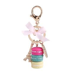 Walfront Bunte Nette Macaron Keychain Ring Eiffelturm Macaron Charme Schlüsselbund Tasche Geldbörse Dekoration für Kinder Geburtstagsgeschenk(Rose Red) von Walfront