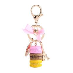 Walfront Macaron Schlüsselanhänger Eiffelturm Tasche Anhänger Harz Keychain Kuchen Schlüsselbund Nette Geldbörse Dekoration Geschenk(Rosa) von Walfront