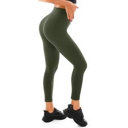 Walifrey Leggings Damen, High Waist Leggings für Damen Opak Armeegrün Leggings für Sport Gym Yoga LXL von Walifrey