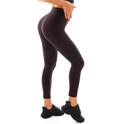 Walifrey Leggings Damen, High Waist Leggings für Damen Opak Braun Leggings für Sport Gym Yoga SM von Walifrey