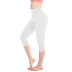 Walifrey Leggings Damen High Waist, 3/4 Leggings Blickdicht weiße für Sport Gym Yoga XXL von Walifrey
