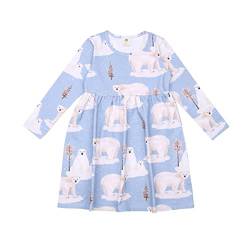 Walkiddy Langarm Kleid aus Baumwolle (Bio) 86, Polar Bear Family, Blau von Walkiddy