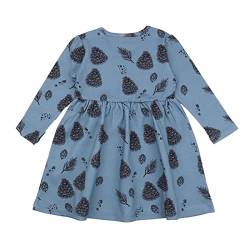 Walkiddy Langarm Kleid aus Baumwolle (Bio) 92 Pine Cones Blau - Nachhaltig & ökologisch produziert in Europa - GOTS zertifizierte Bio Babykleidung und Kinderkleidung von Walkiddy