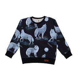 Walkiddy Pullover-Sweatshirt aus Baumwolle (Bio) 98 Singing Wolfs Dunkel Blau - Nachhaltig, ökologisch und fair in Europa produziert - Zertifizierte GOTS Bio Baby- und Kinderkleidung von Walkiddy