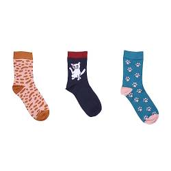 Walkiddy Socken aus Bio-Baumwolle (31/33), Playful Cats in Rosa von Walkiddy