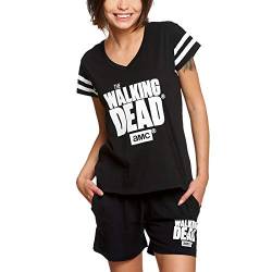 Walking Dead Elbenwald Pyjama Serien Logo Frontprint 2 teilig Shirt und Shorts für Damen schwarz - S von Walking Dead