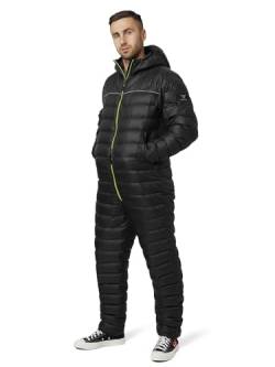 Walksey Down Suit, Der Daunen Outdoor Jumpsuit für Damen & Herren, Leicht Warm & Funktionell (Black, 3XS) von Walksey