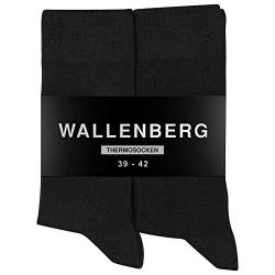 Wallenberg Thermo Socken Damen/Herren Baumwolle mit Frotteesohle 5 Paar | 39-42 | Schwarz von Wallenberg