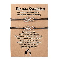 Wamantic Mutter Tochter Armband Set, Schulkind Armband Mädchen Armbänder für 2 Armband Einstellbar Armband zurück zu Schule Armband Geschenk für Mädchen Kinder Frauen Schmuck (Schwarz-5) von Wamantic