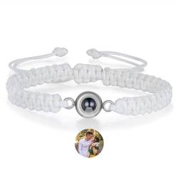 Wamantic Personalisierbares Armband für Fotoprojektion, personalisierbar, für Damen/Herren, verstellbar, Geschenk für Weihnachten/Geburtstag/Valentinstag, Leder von Wamantic