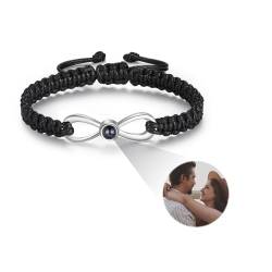 Wamantic Personalisierbares Armband für Fotoprojektion, personalisierbar, für Damen/Herren, verstellbar, Geschenk für Weihnachten/Geburtstag/Valentinstag, Leder von Wamantic