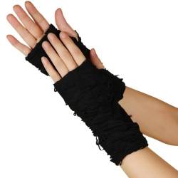 1 Paar Halloween Fingerlose Handschuhe,Damen Punk Gothic Handschuhe Spinnennetz Spitzenhandschuhe für Halloween Party Maskerade Kostüm Cosplay,Schwarz A von Wambere