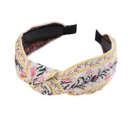 1 Stück 5cm Breit Haarreif Damen Haarband Retro Haarreifen mit knoten Besticktes Blumenstirnband Kopfband Stirnband Haarschmuck Kopfbedeckung für Täglichen Gebrauch für Frauen Mädchen,Weiß von Wambere