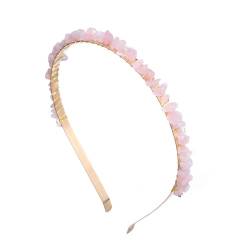 1 Stück Haarband,Stirnband aus Natürlichem Kristallkies,Damen Haarreifen Kopfschmuck Mädchen Haarreif Stirnband Haarschmuck Haar-Accessoires für Dating Tägliches Tragen Party Konzert,Rosa A von Wambere