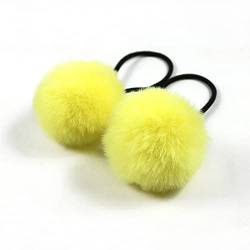 20 Stück Nette Kopfbedeckung,5cm PomPom Haarband Baby Haargummi Kleine Kugel Pferdeschwanzhalter Mädchen Pelzknäuel Haargummis Baby Haarschmuck Pferdeschwanz Halter,Gelb von Wambere