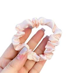 3 Stück Satin Haargummis, Damen Haare Ringe Scrunchies Klein Stoff Haargummis Haargummi Weich Elastisch Silk Skrunschis Groß für Mädchen Damen,Hell-Pink von Wambere