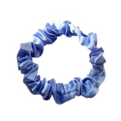 5 Stück Satin Haargummis, Damen Haare Ringe Scrunchies Klein Stoff Haargummis Haargummi Weich Elastisch Silk Skrunschis Groß für Mädchen Damen,Blau von Wambere