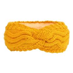 Damen Breites Haarband für Herbst und Winter,Warmes Stirnband Gestricktes Stirnbänder Headband Ohrenwärmer Haarbänder Haarreifen Kopfbänder Kopfbedeckung Haarschmuck für Sport,Gelb von Wambere