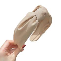 Damen-Stirnband,Satin Haarreifen Haarbänder Kopfband für Damen Breite Haarreif Geknotete Kopfbedeckun Charme Modischer Neuheitstrend für für Damen und Mädchen,Beige von Wambere