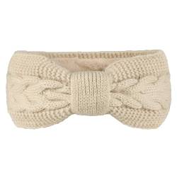 Damen Winter Plüsch Stirnband,Gestricktes Schleifen Stirnband Elastische Haarband Haarreife Ohrenwärmer Stirnbänder Haarbänder Kopfband Kopfbedeckung Haarschmuck für Frauen Mädchen,Creme von Wambere