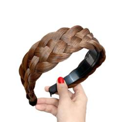 Geflochtene Haar-Stirnbänder,Damen Haarschmuck geflochten Haar-Perücke Haarreifen Geflochtenes Stirnband Women Headband Hair Bands Mit Zähnen Haarband Haar-Styling-Zubehör,Hellbraun von Wambere