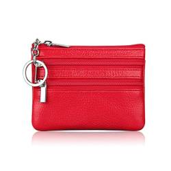 Geldbörse Damen,Klein und im Kurzformat Brieftasche Portemonnaie Damen Klein Damen Leder Kleines Portemonnaie Gross Kapazität PU Geldbeutel Coin Purse Wallet für Frauen Kinder,Rot von Wambere