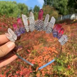 Haarbänder Für Damenhaar Kristall Strass Stirnband Transparent Kristall-Haarband Braut-Stirnband Frauen Kristall-Stirnband Glitzer-Kopfbedeckung,Weiß Rot Blau von Wambere