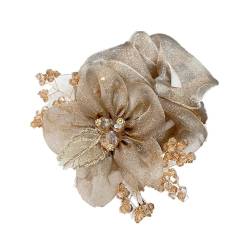 Haargummis Scrunchies für Damen Haar Haarbänder Haarschmuck Chiffon Organza Haarringe Haargummi Groß Halt Elastische Haarwackeln für Frauen Damen,Sekt von Wambere