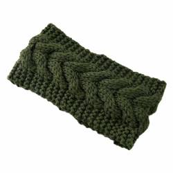 Stirnband Damen Mädchen Frauen Winter Häkelarbeit Stirnband Gestrickt Haarband Verdicken Haarband Ohrenwärmer Headwrap für Einkaufen Skifahren Laufen,Dunkelgrün von Wambere