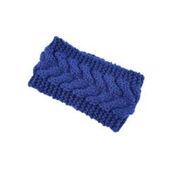 Stirnband Damen Mädchen Frauen Winter Häkelarbeit Stirnband Gestrickt Haarband Verdicken Haarband Ohrenwärmer Headwrap für Einkaufen Skifahren Laufen,Navy blau von Wambere