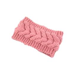 Stirnband Damen Mädchen Frauen Winter Häkelarbeit Stirnband Gestrickt Haarband Verdicken Haarband Ohrenwärmer Headwrap für Einkaufen Skifahren Laufen,Rosa von Wambere