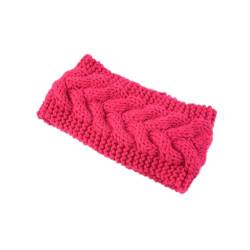 Stirnband Damen Mädchen Frauen Winter Häkelarbeit Stirnband Gestrickt Haarband Verdicken Haarband Ohrenwärmer Headwrap für Einkaufen Skifahren Laufen,Rosenrot von Wambere