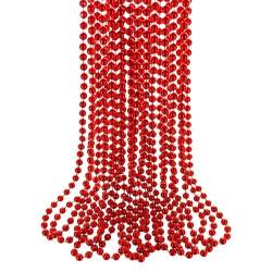 Wambere 10 Stück Bunte Perlenketten 80er Kunststoff Perlenkette Halsketten 6mm Perlenkette,Vintage Halskette für Party Karneval Weihnachten Geburtstag Mottoparty Festival Kostüm Zubehör,Rot von Wambere